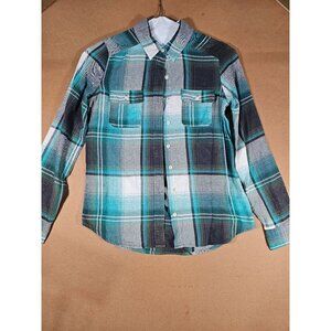 Mossimo Supply Green Plaid Long Sleeves Shirt Men S/P